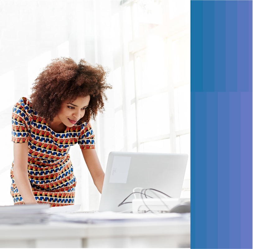 Woman working on a laptop
